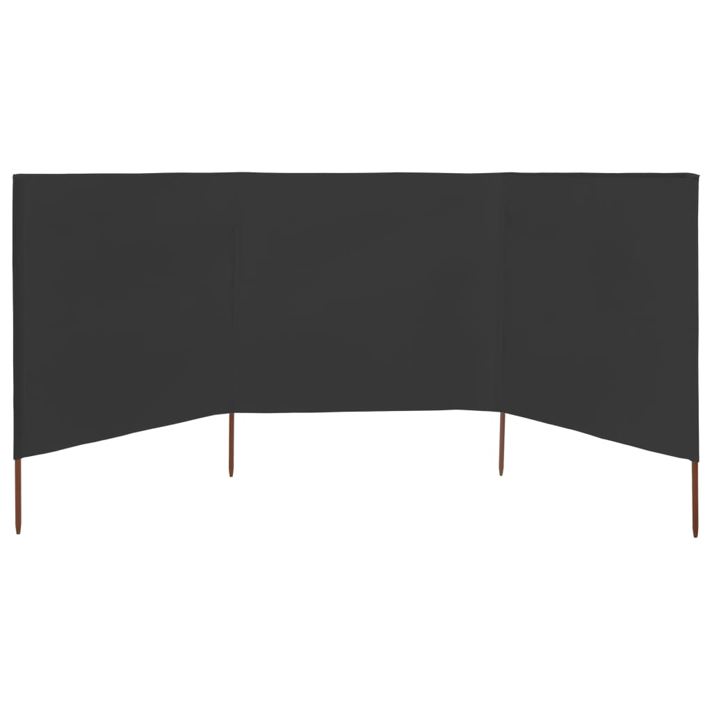 Uždanga nuo vėjo, 3 plokštės, antracito, 400x80cm, audinys