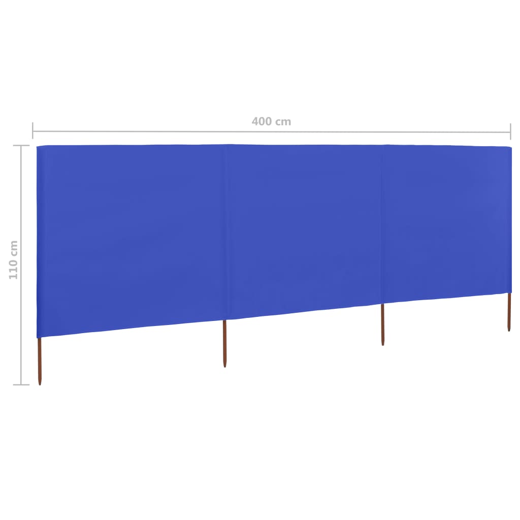 Uždanga nuo vėjo, 3 plokštės, žydra, 400x80cm, audinys