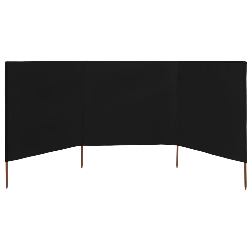 Wind screen, 3 panels, black, 400x120cm, fabric