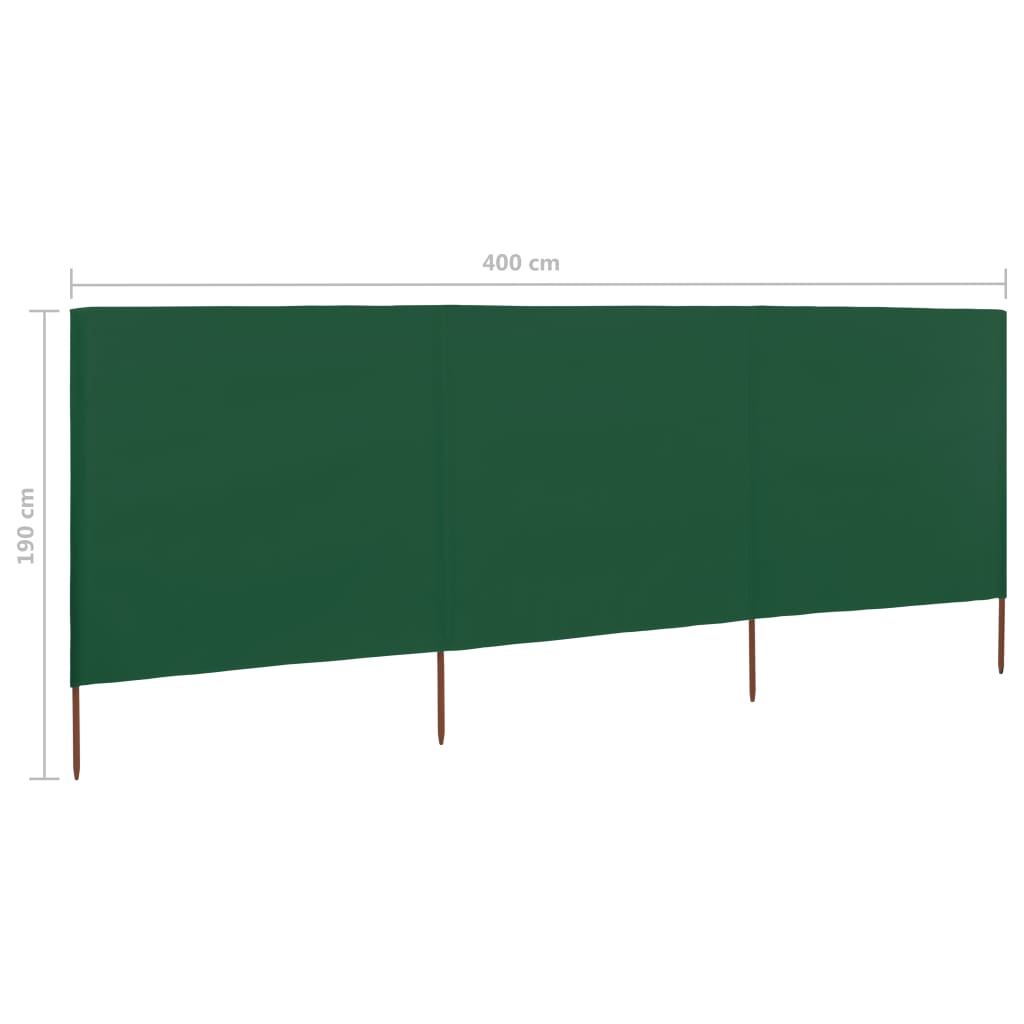 Uždanga nuo vėjo, 3 plokštės, žalia, 400x160cm, audinys