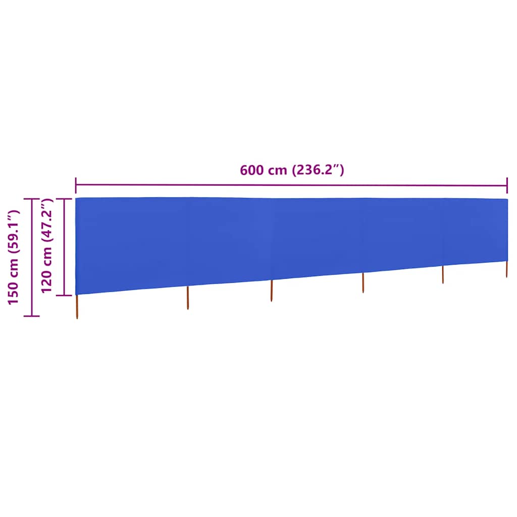 Pretvēja siena, 5 paneļi, zila, 600x120cm, audums