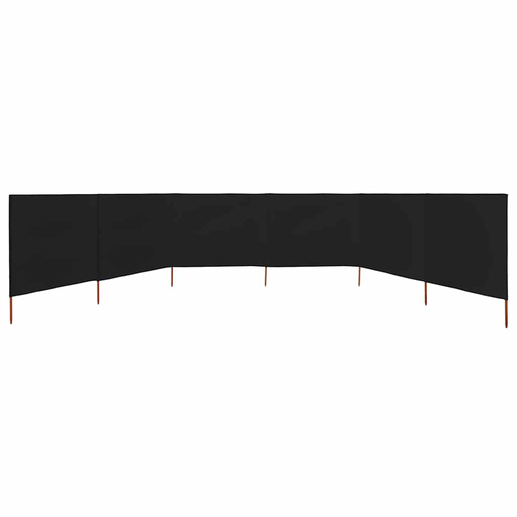 Vēja aizsegs, 6 paneļi, melns, 800x160cm, audums