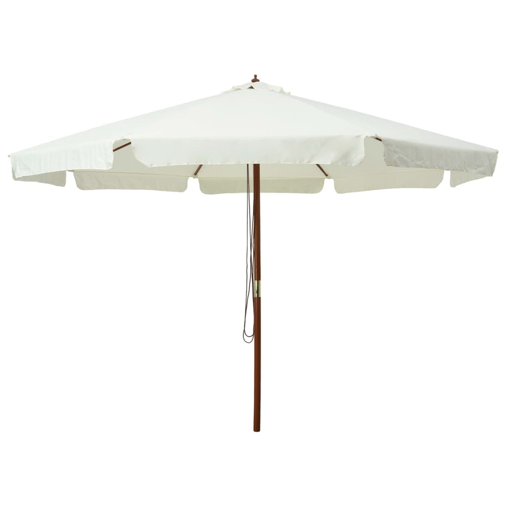 Lauko skėtis nuo saulės su mediniu stulpu, smėlio baltas, 330cm