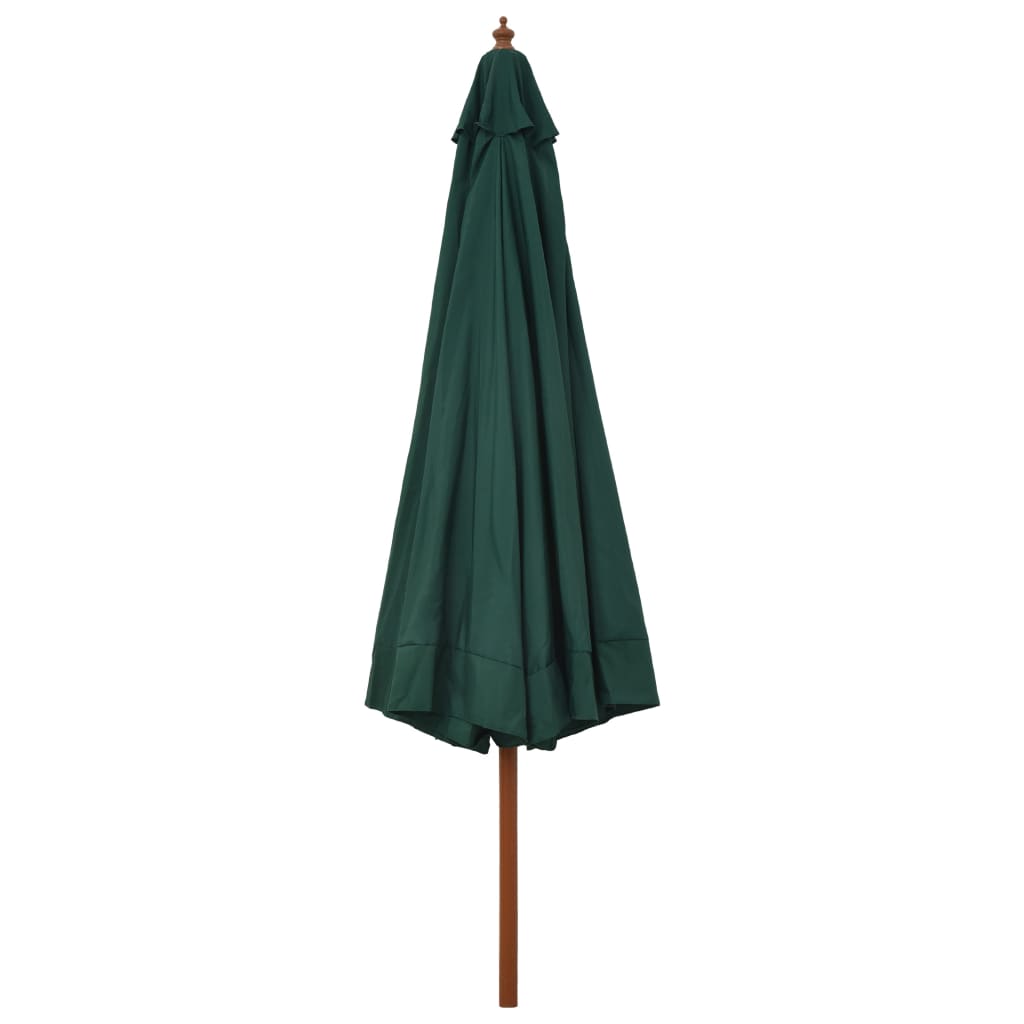 Lauko skėtis nuo saulės su mediniu stulpu, žalias, 330cm