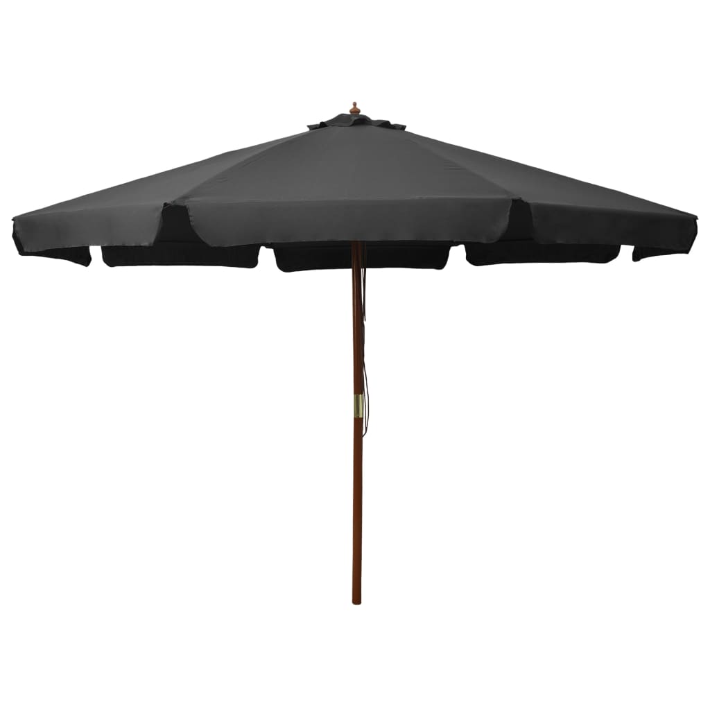 Lauko skėtis nuo saulės su mediniu stulpu, antracito, 330cm