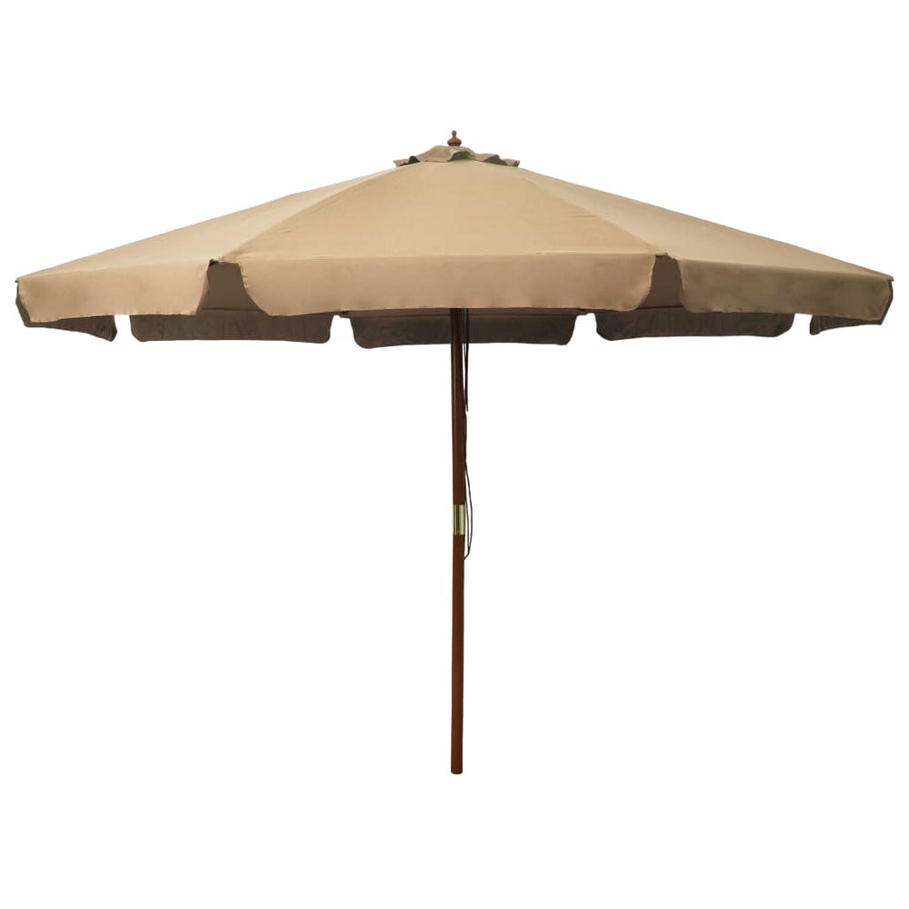 Outdoor parasol with wooden pole, taupe, 330cm