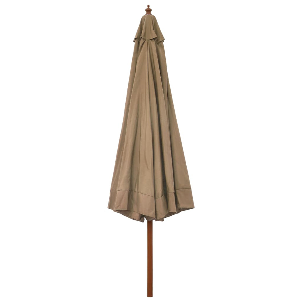 Outdoor parasol with wooden pole, taupe, 330cm