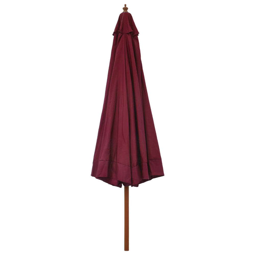 Lauko skėtis nuo saulės su mediniu stulpu, vyšninis, 330cm