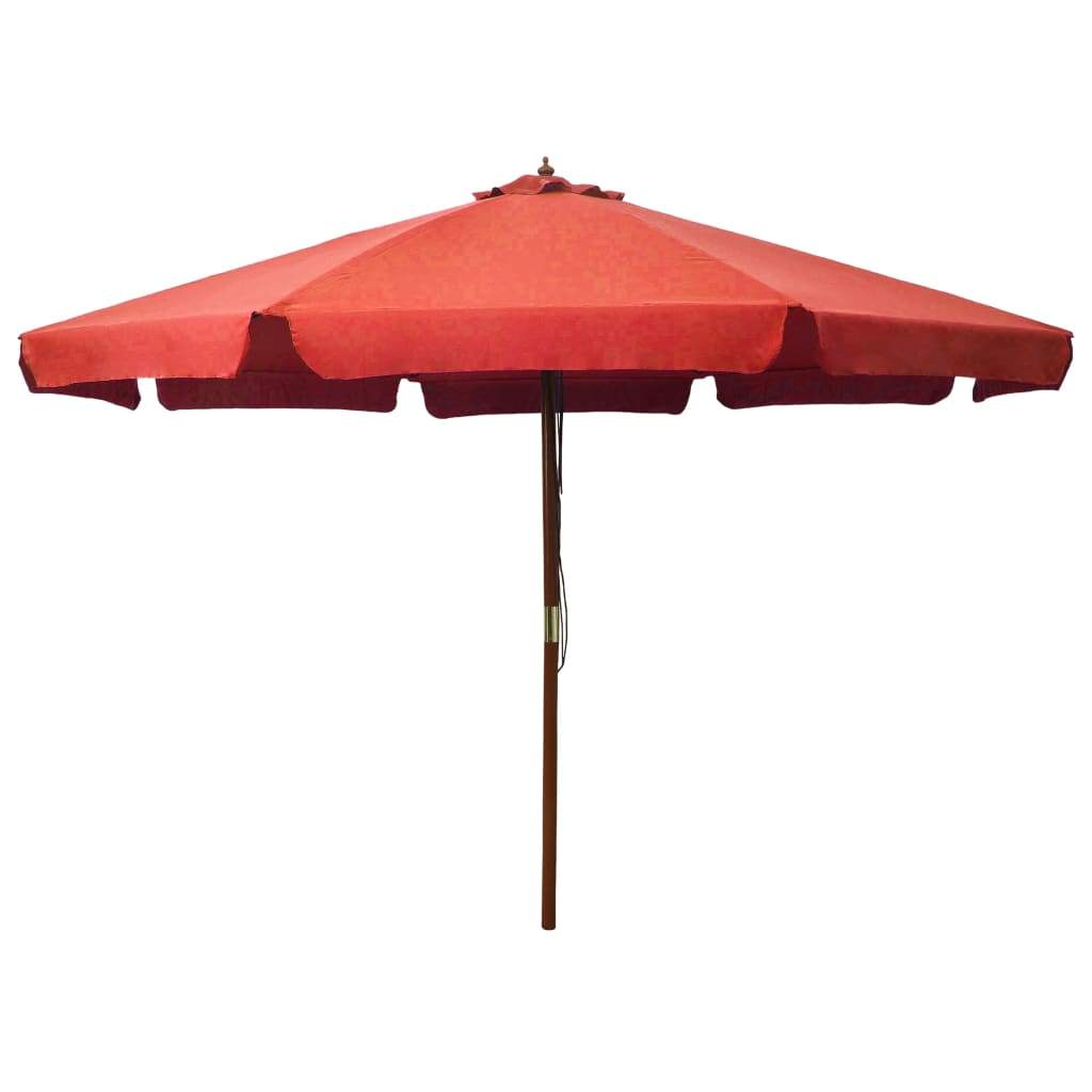 Outdoor Parasol with Wooden Pole, Terracotta, 330cm