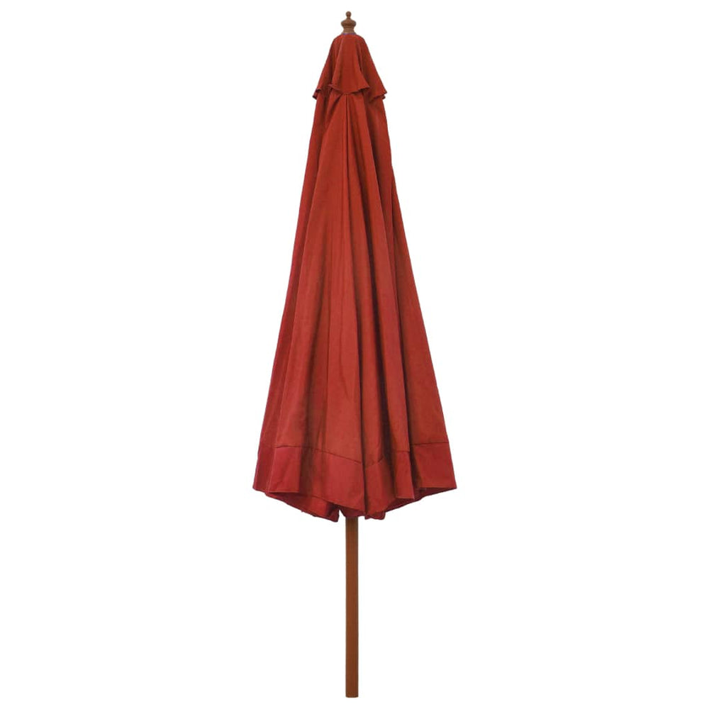 Outdoor Parasol with Wooden Pole, Terracotta, 330cm