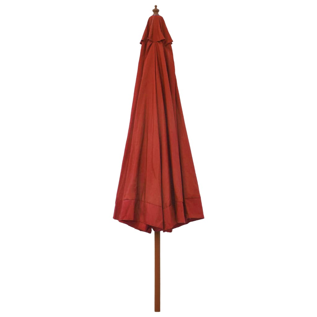 Outdoor Parasol with Wooden Pole, Terracotta, 330cm