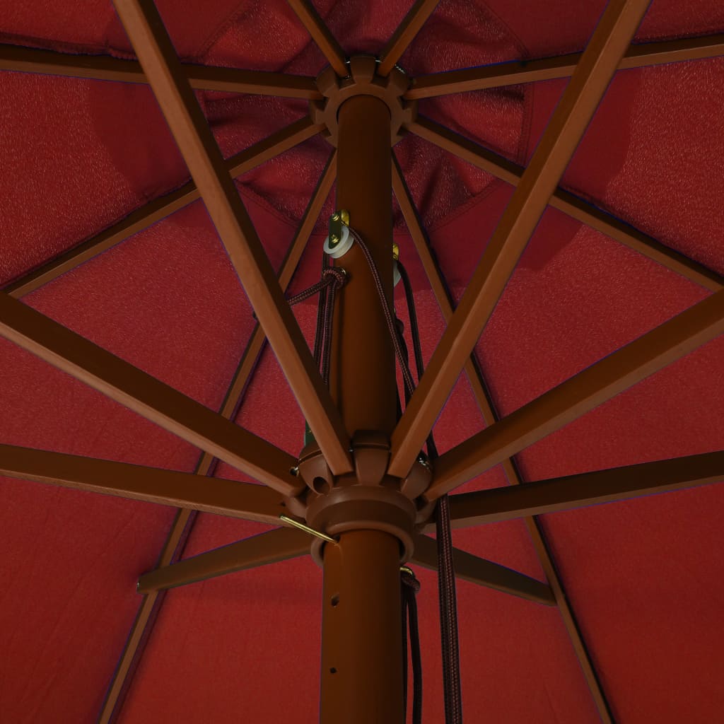 Outdoor Parasol with Wooden Pole, Terracotta, 330cm