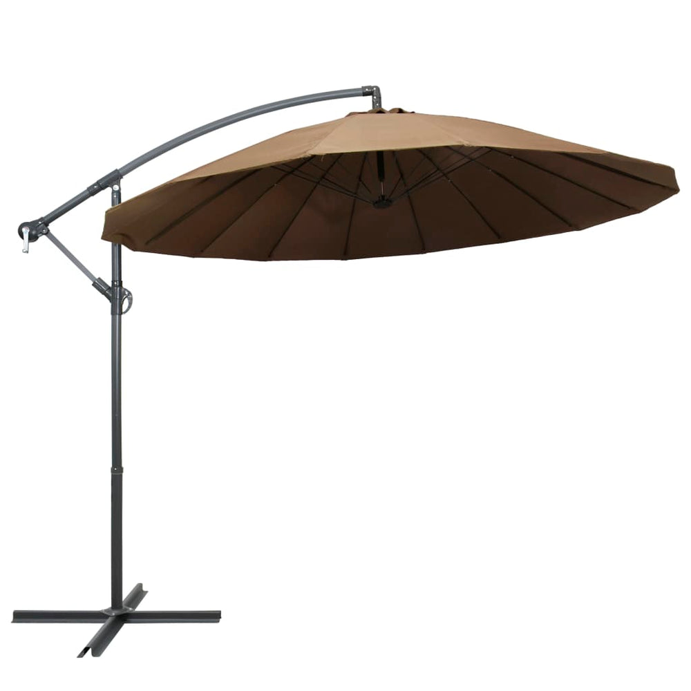 Kabantis skėtis nuo saulės, taupe, 3m, aliuminio stulpas