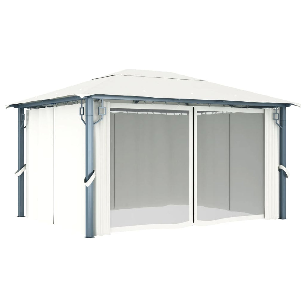 Gazebo with curtains VEGA, cream, 400x300cm
