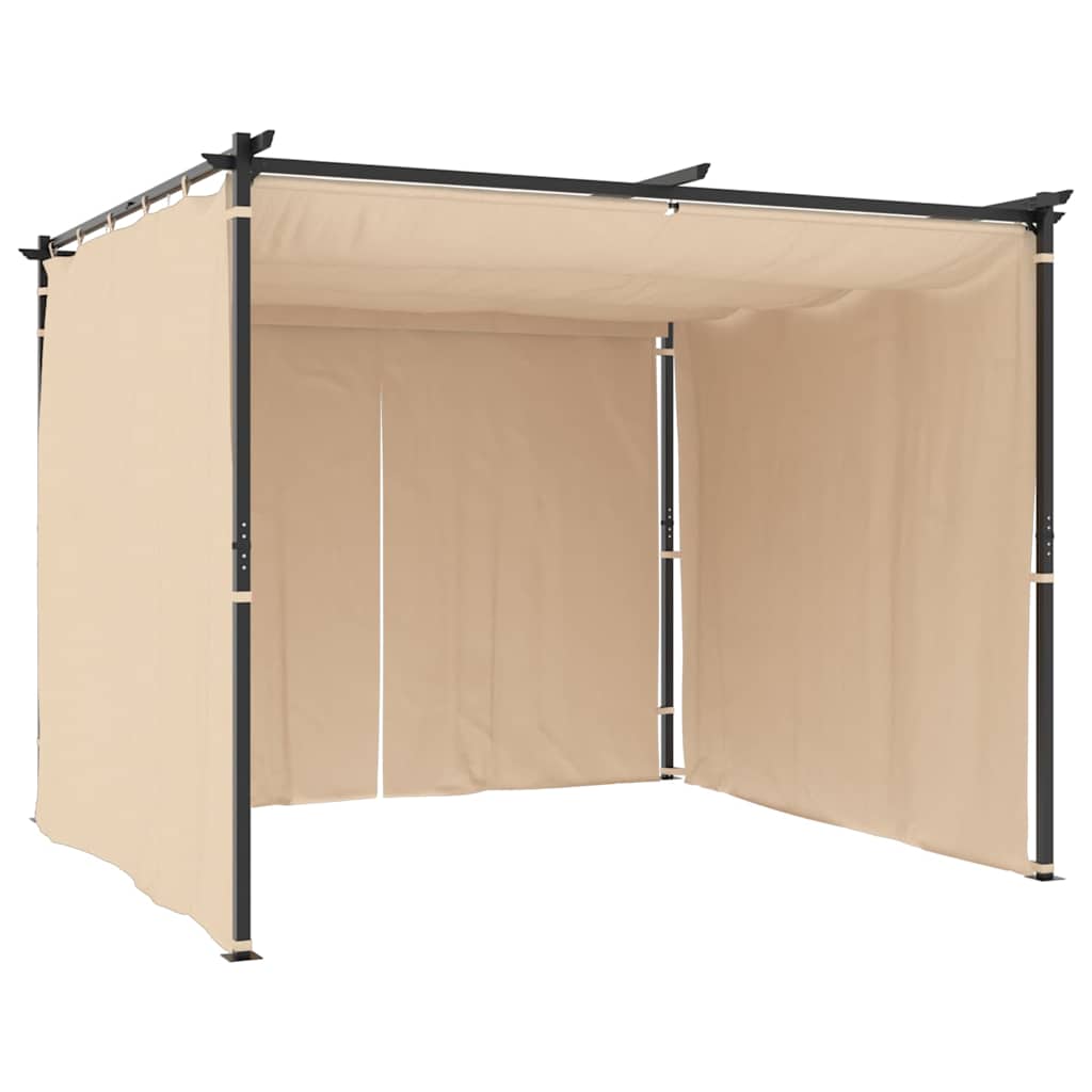 Lapene ar aizkariem, krēmkrāsas, 3x3m, tērauds