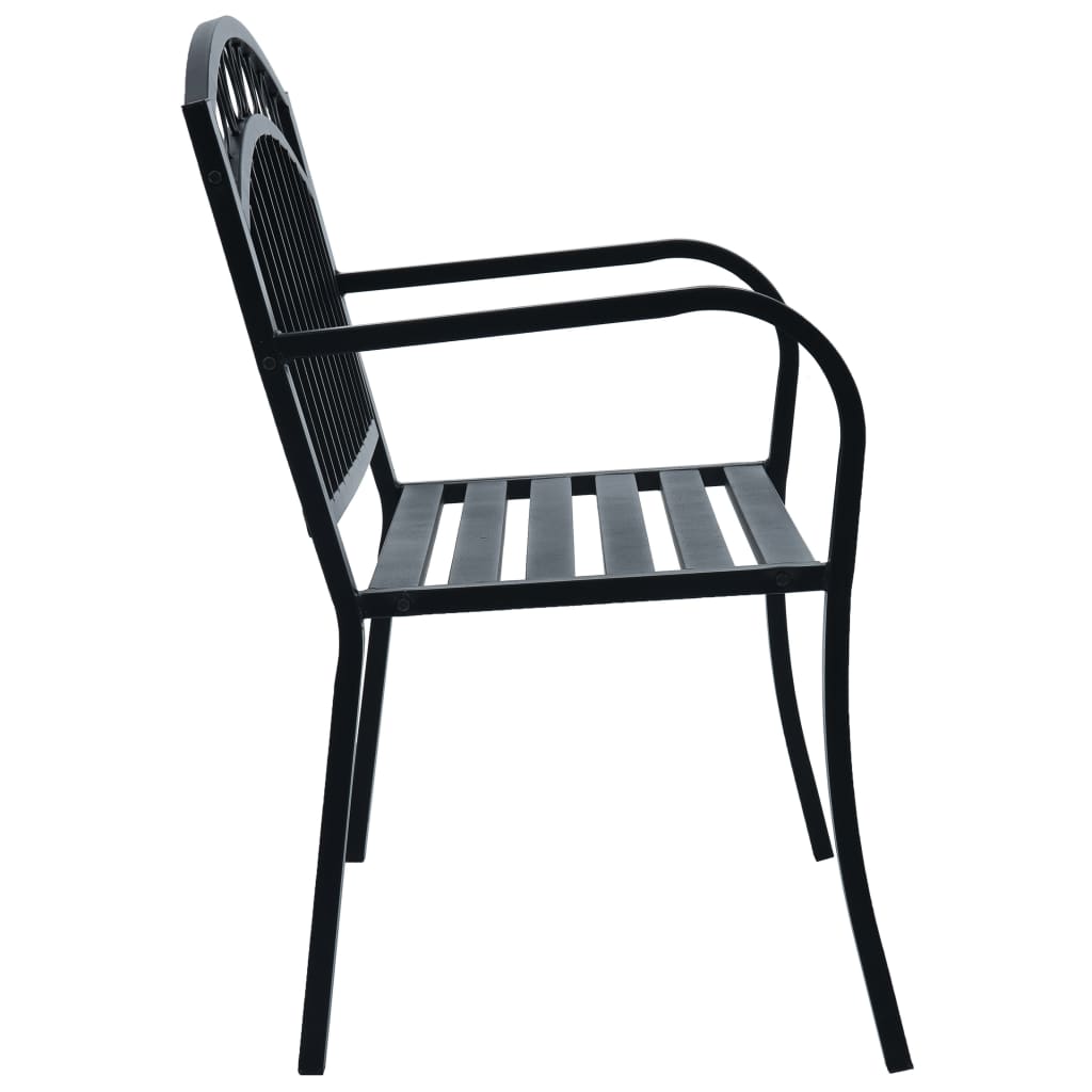 Dārza soliņš, melns, 125 cm, tērauds