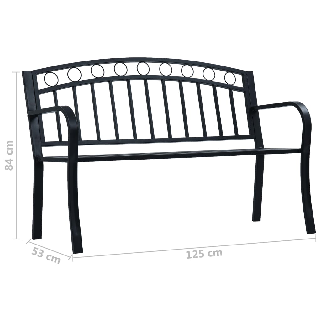 Dārza soliņš, melns, 125 cm, tērauds
