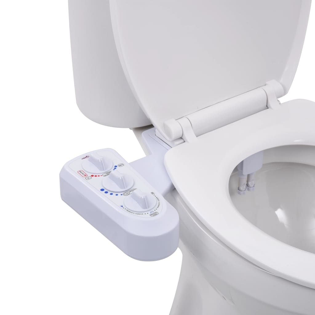 Bidet toilet seat attachment, with dual nozzles