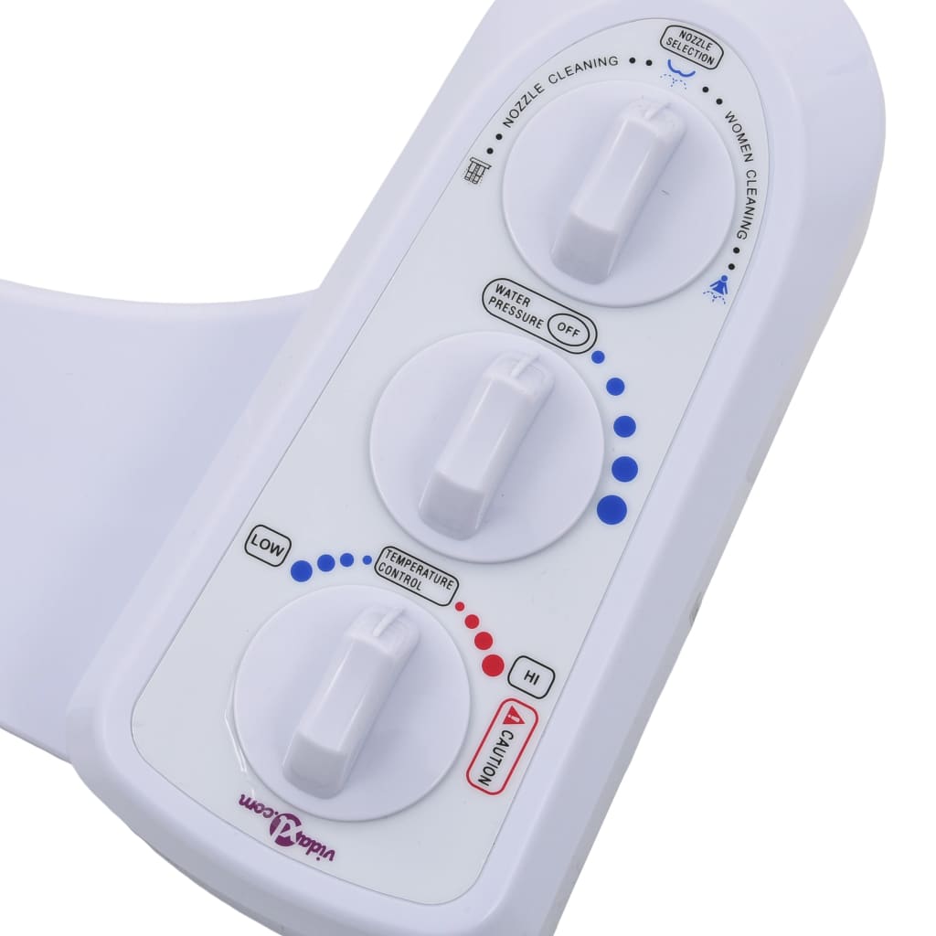 Bidet toilet seat attachment, with dual nozzles