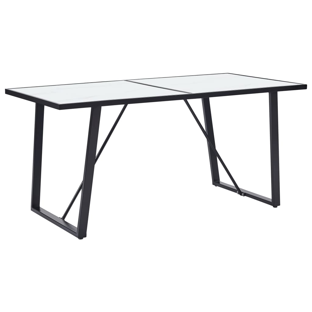 Valgomojo stalas, baltas, 160x80x75cm, grūdintas stiklas