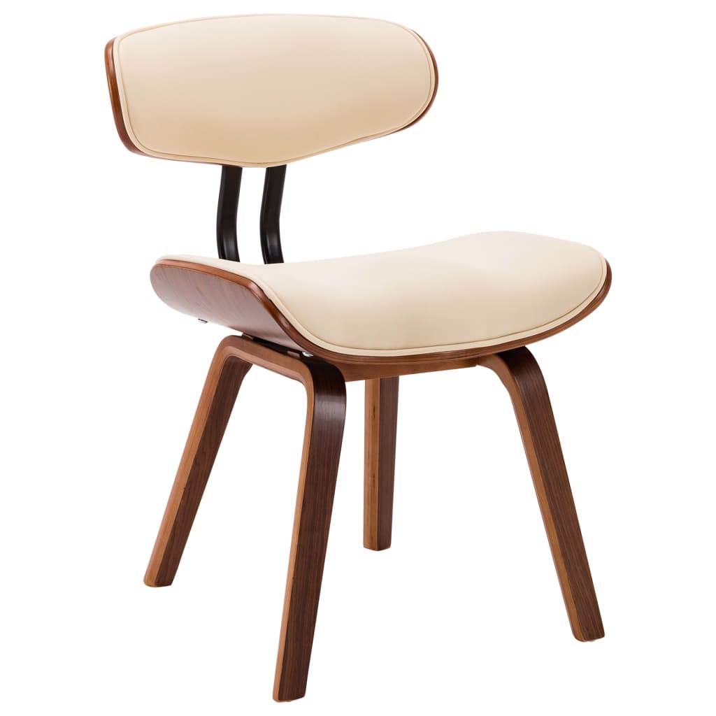 Dining chairs, 4 pcs., cream, bentwood and faux leather