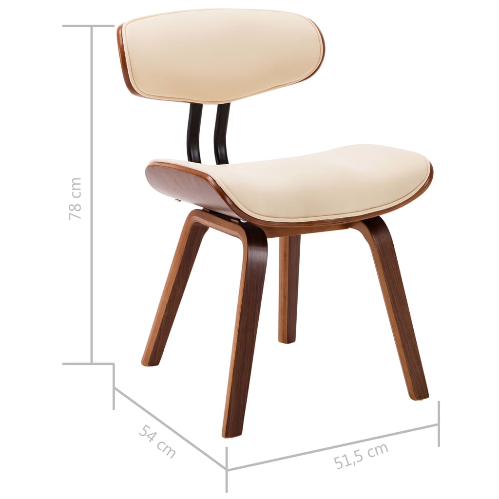 Dining chairs, 4 pcs., cream, bentwood and faux leather