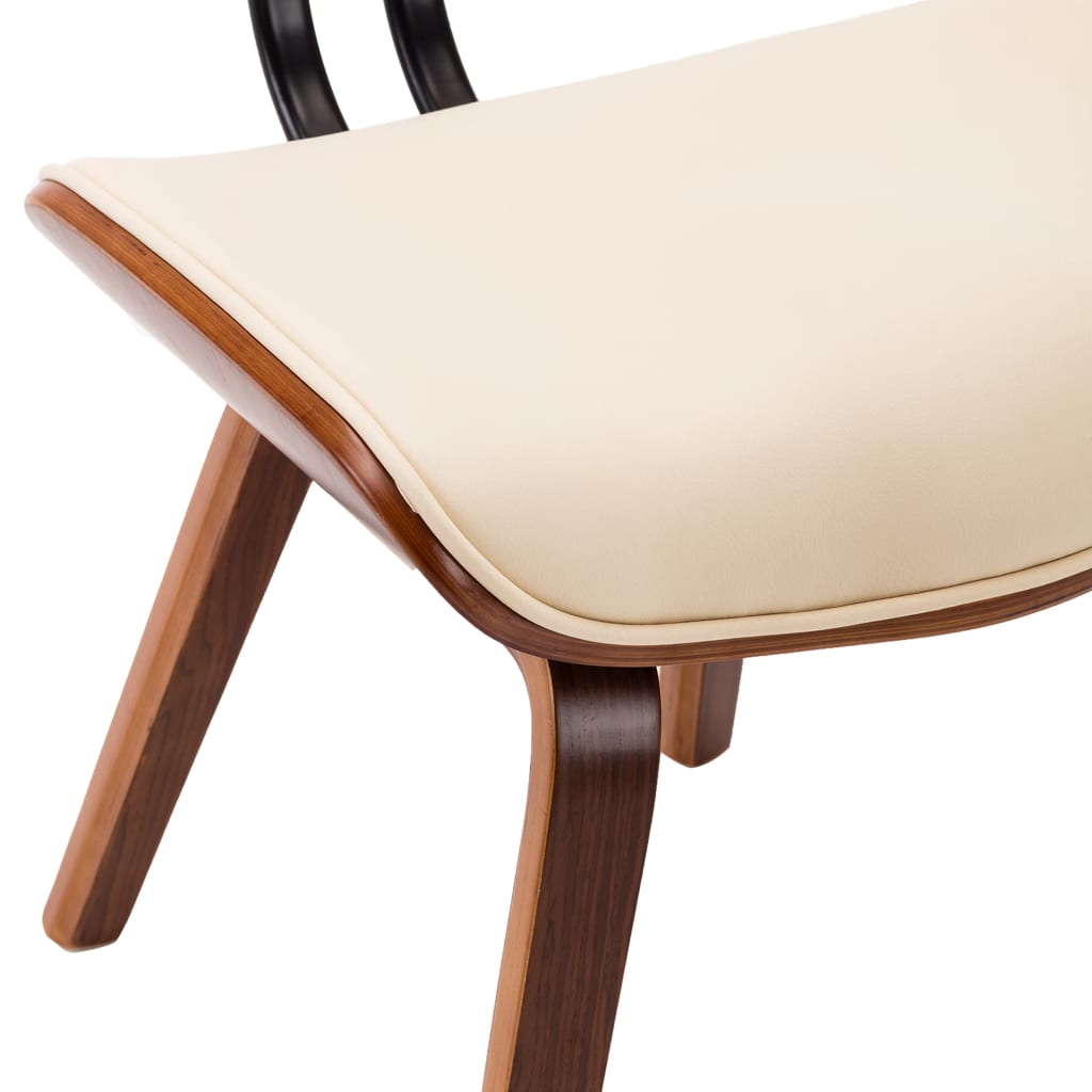Dining chairs, 6 pcs., cream, bentwood and faux leather