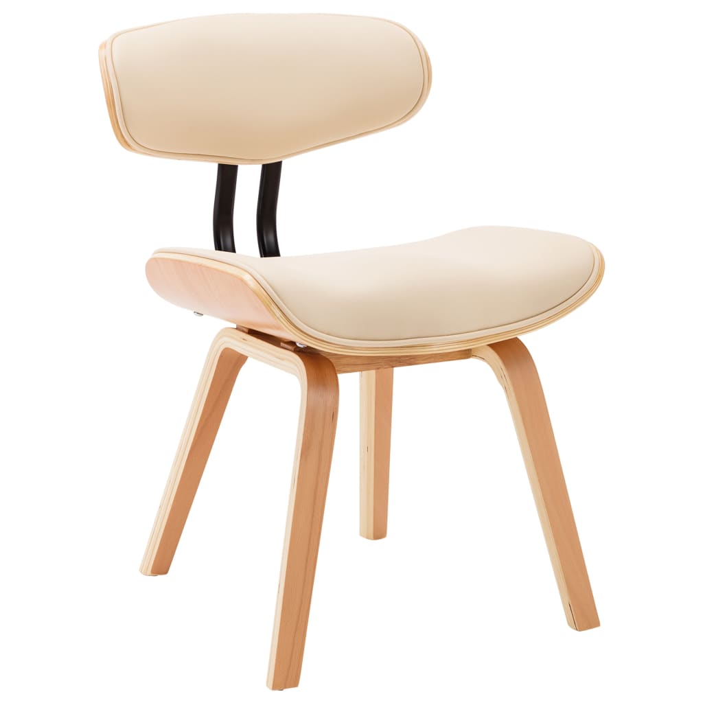 Dining chairs, 4 pcs., cream, bentwood and faux leather