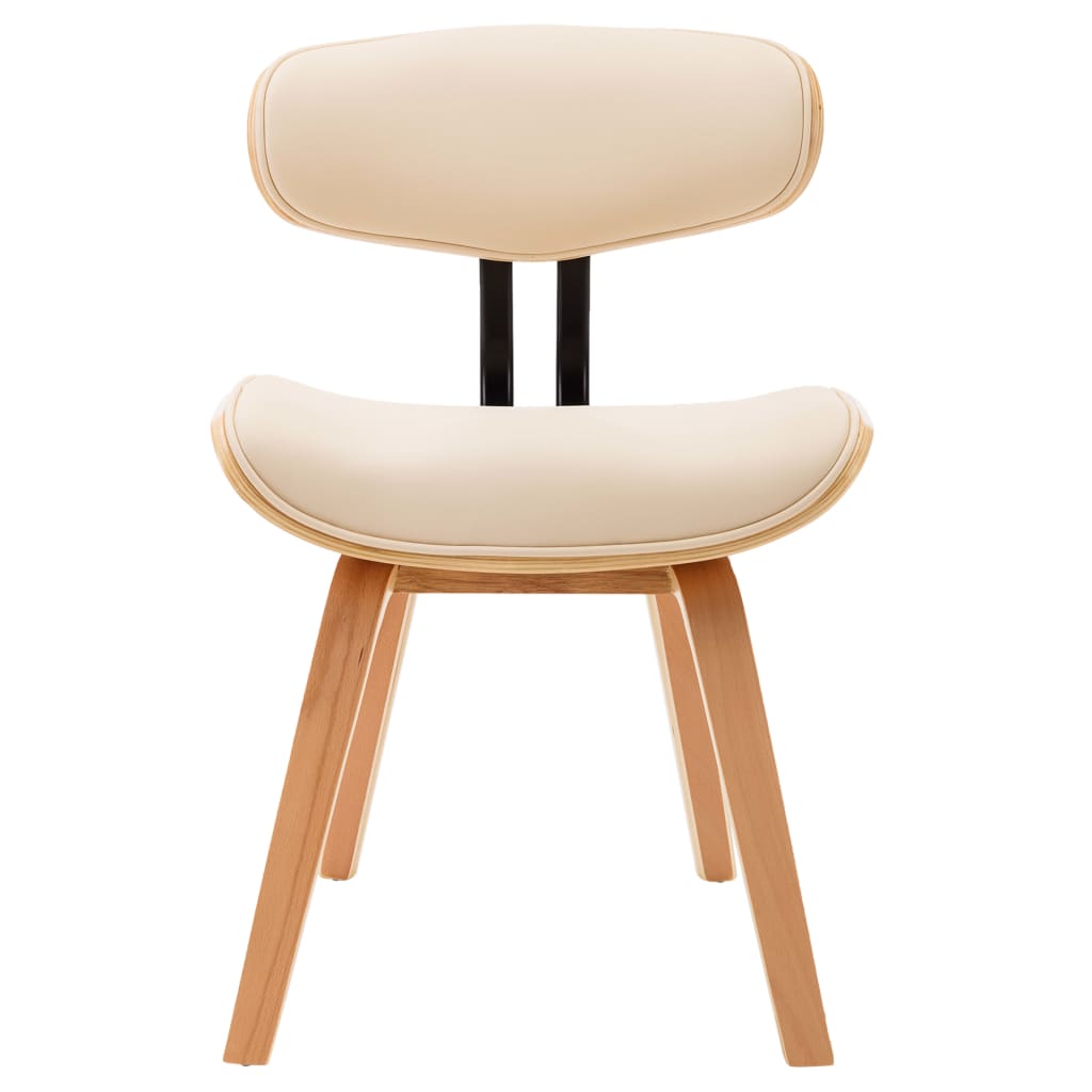 Dining chairs, 4 pcs., cream, bentwood and faux leather
