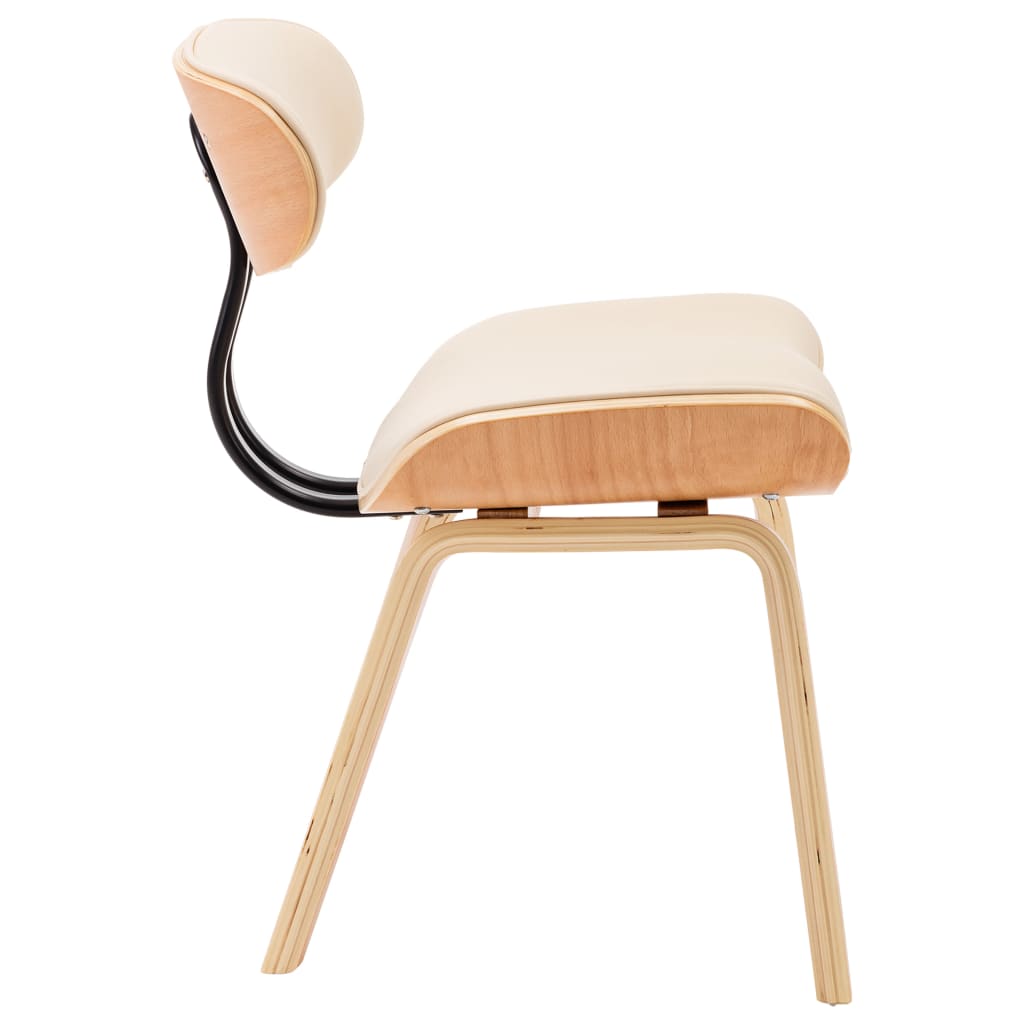 Dining chairs, 4 pcs., cream, bentwood and faux leather