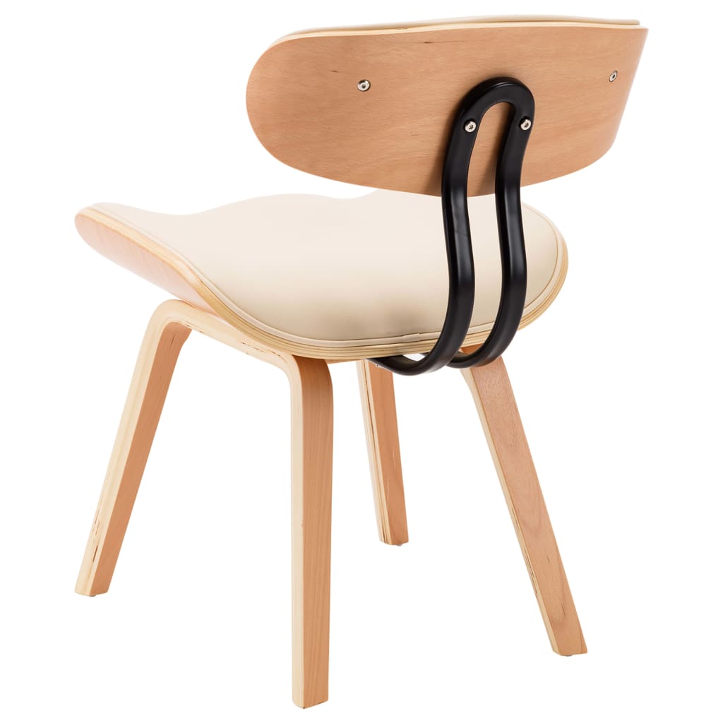 Dining chairs, 4 pcs., cream, bentwood and faux leather