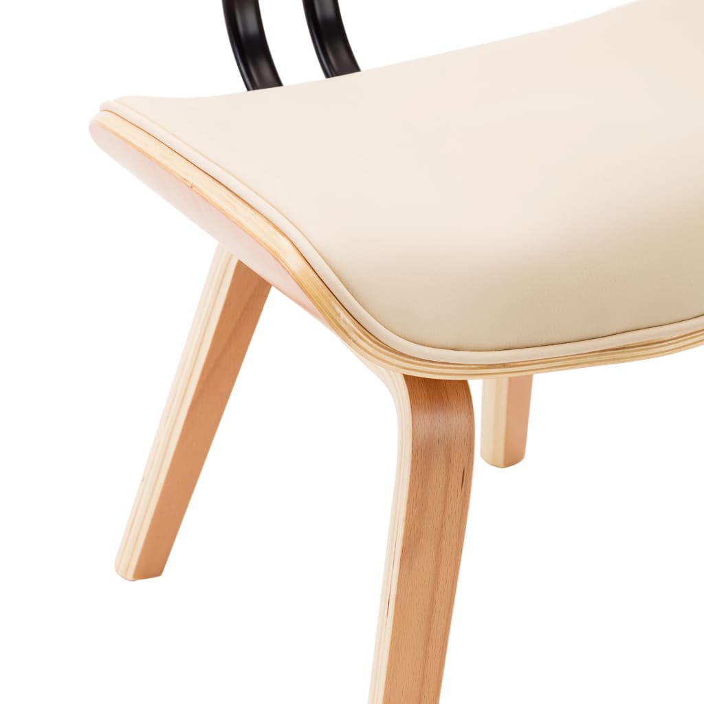 Dining chairs, 4 pcs., cream, bentwood and faux leather