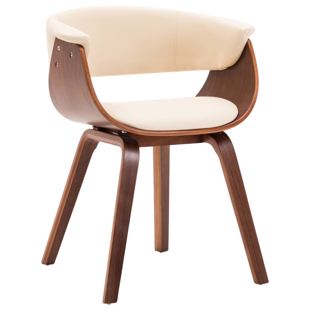 Dining chairs, 4 pcs., cream, bentwood and faux leather