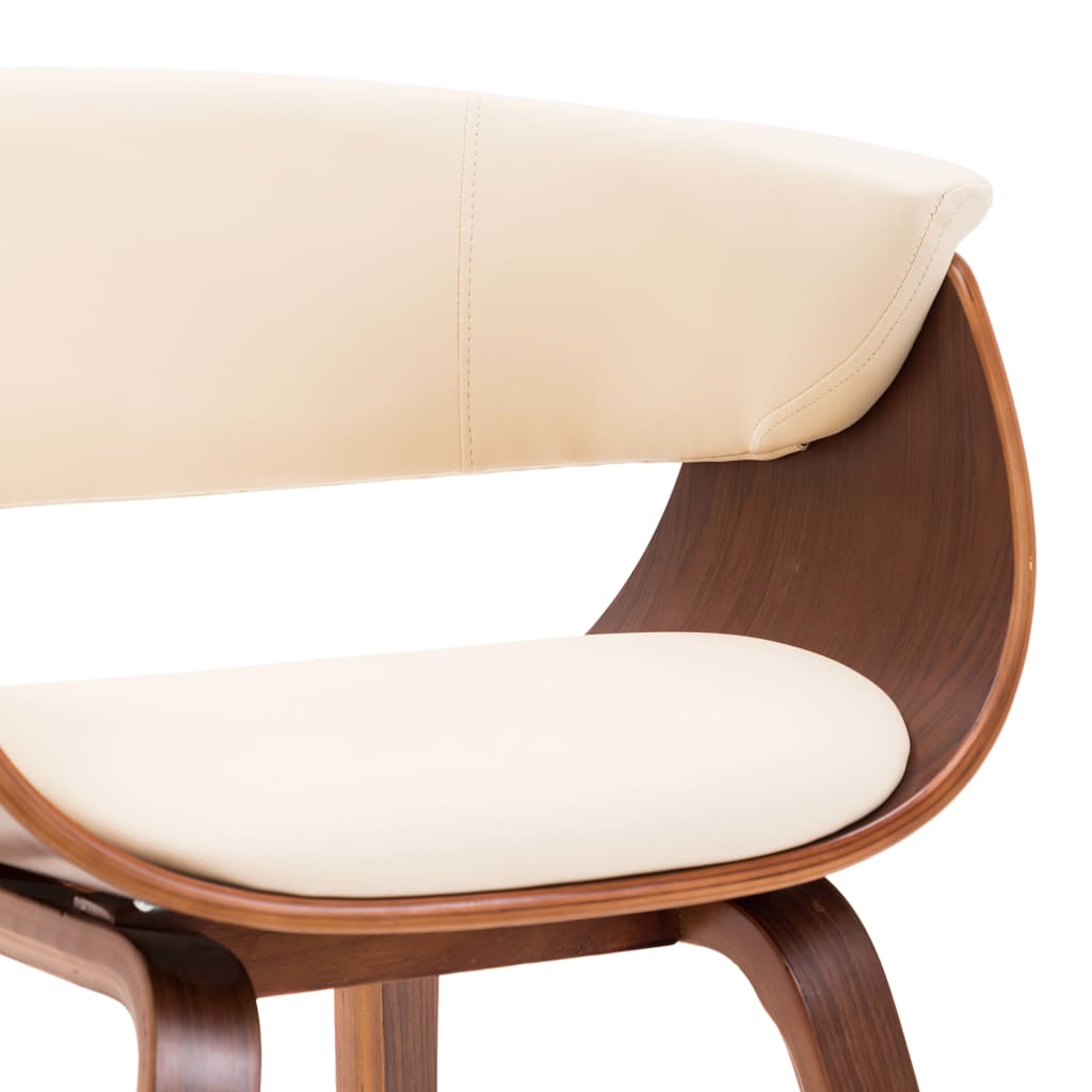 Dining chairs, 4 pcs., cream, bentwood and faux leather
