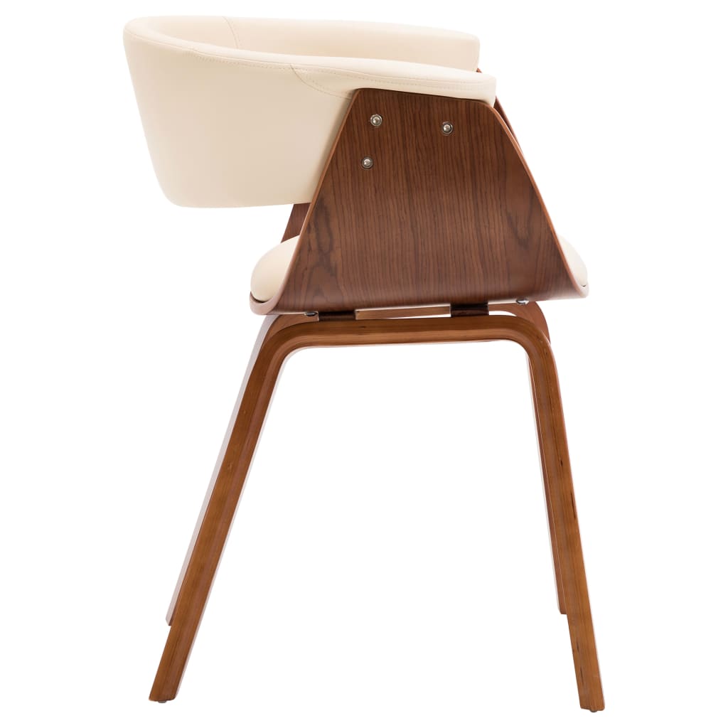 Dining chairs, 4 pcs., cream, bentwood and faux leather