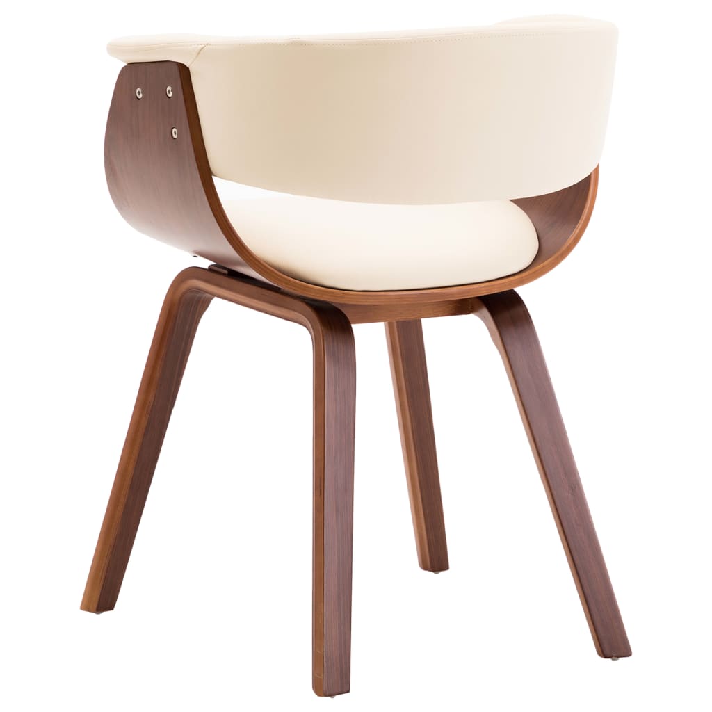 Dining chairs, 4 pcs., cream, bentwood and faux leather