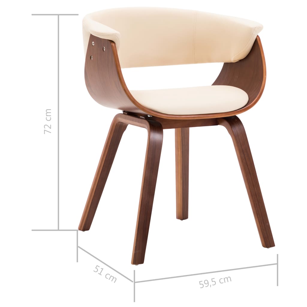 Dining chairs, 4 pcs., cream, bentwood and faux leather