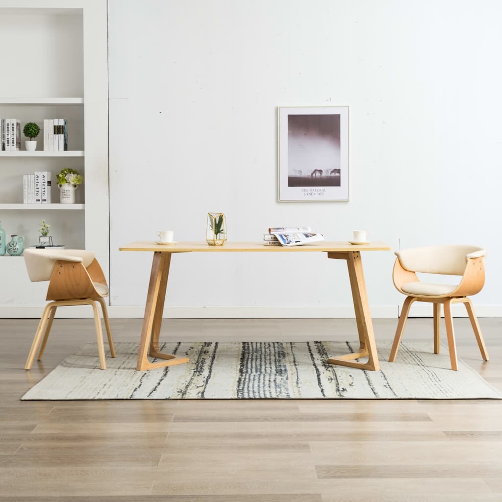 Dining chairs, 2 pcs., cream, bentwood and faux leather