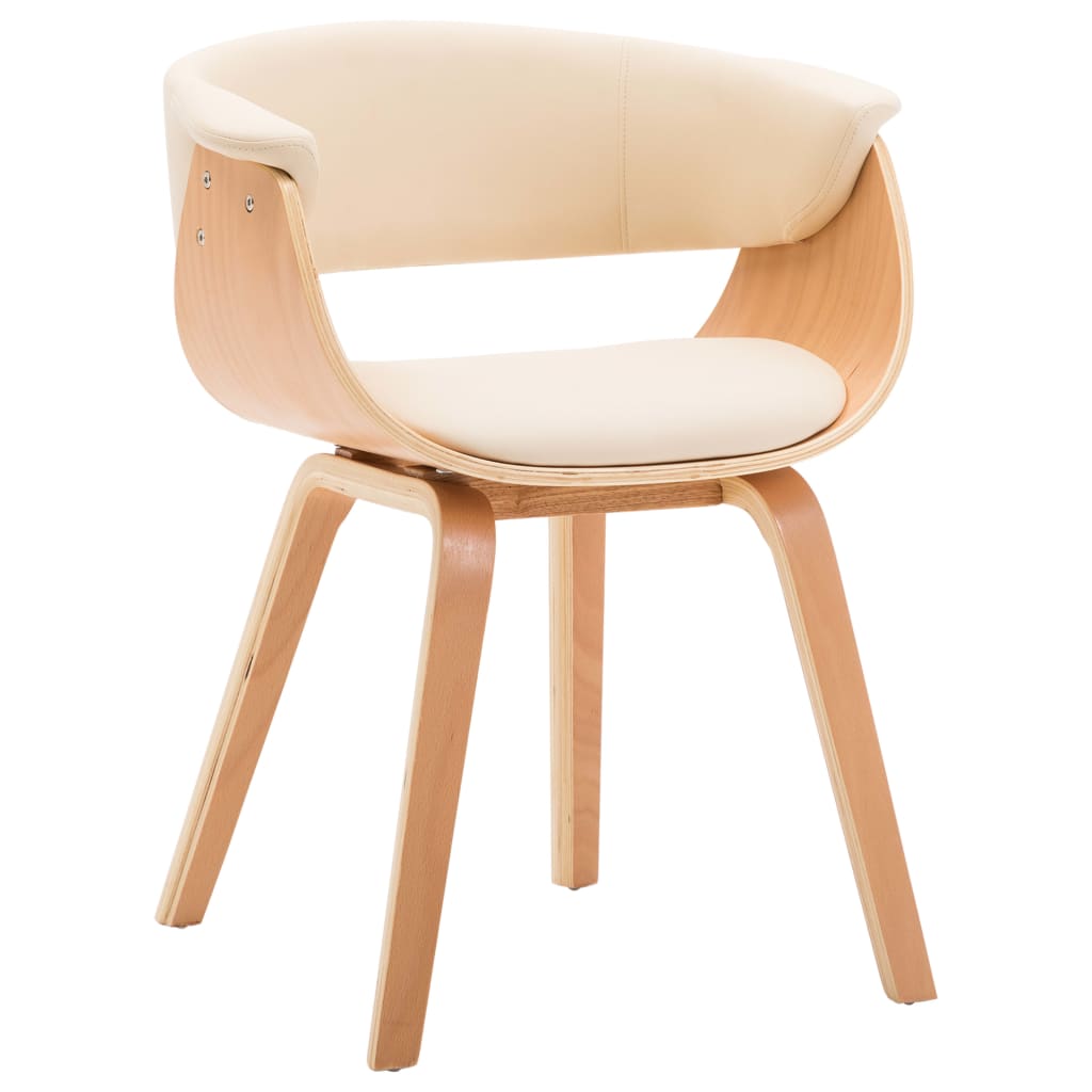 Dining chairs, 4 pcs., cream, bentwood and faux leather