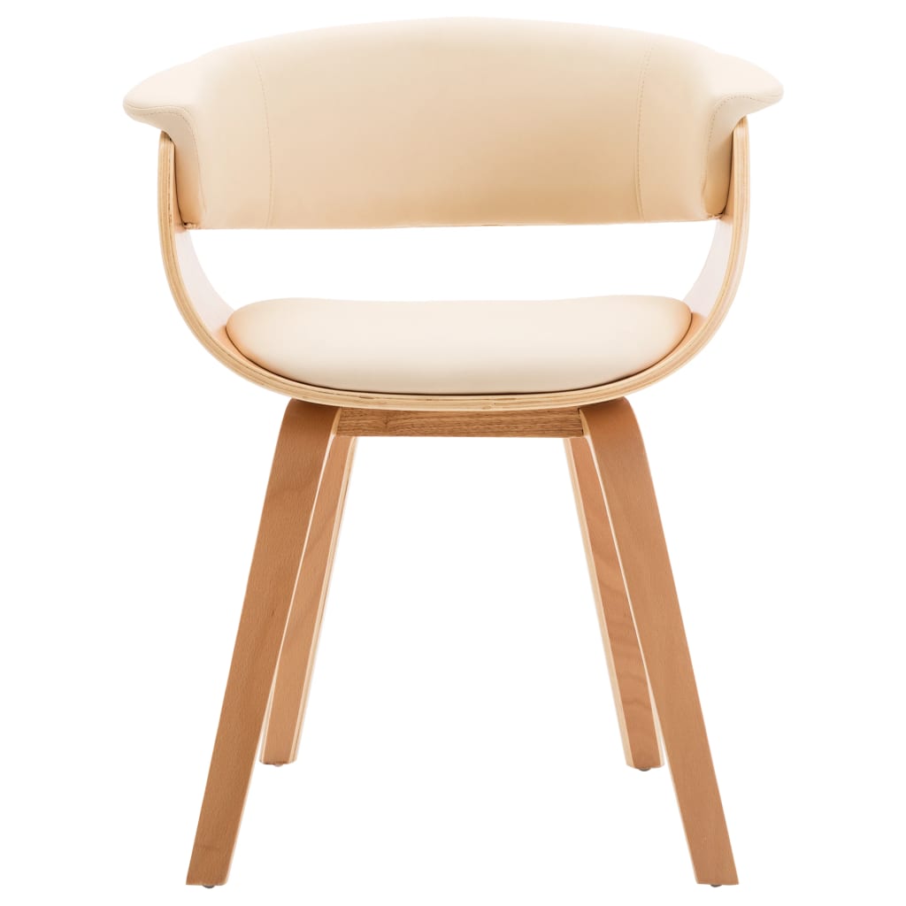 Dining chairs, 4 pcs., cream, bentwood and faux leather