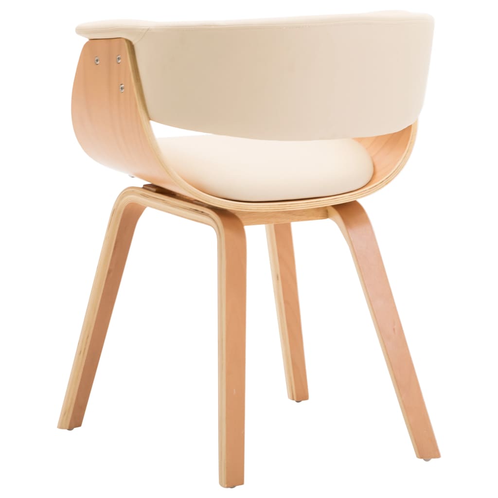 Dining chairs, 4 pcs., cream, bentwood and faux leather