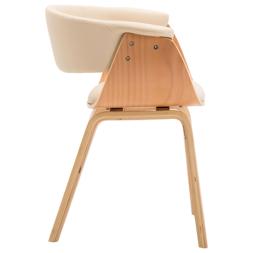 Dining chairs, 4 pcs., cream, bentwood and faux leather