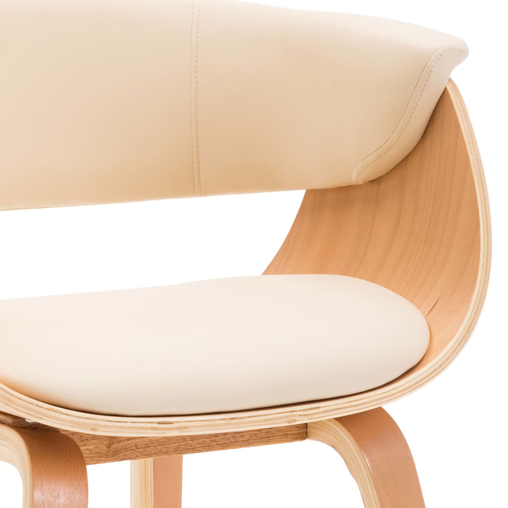 Dining chairs, 4 pcs., cream, bentwood and faux leather