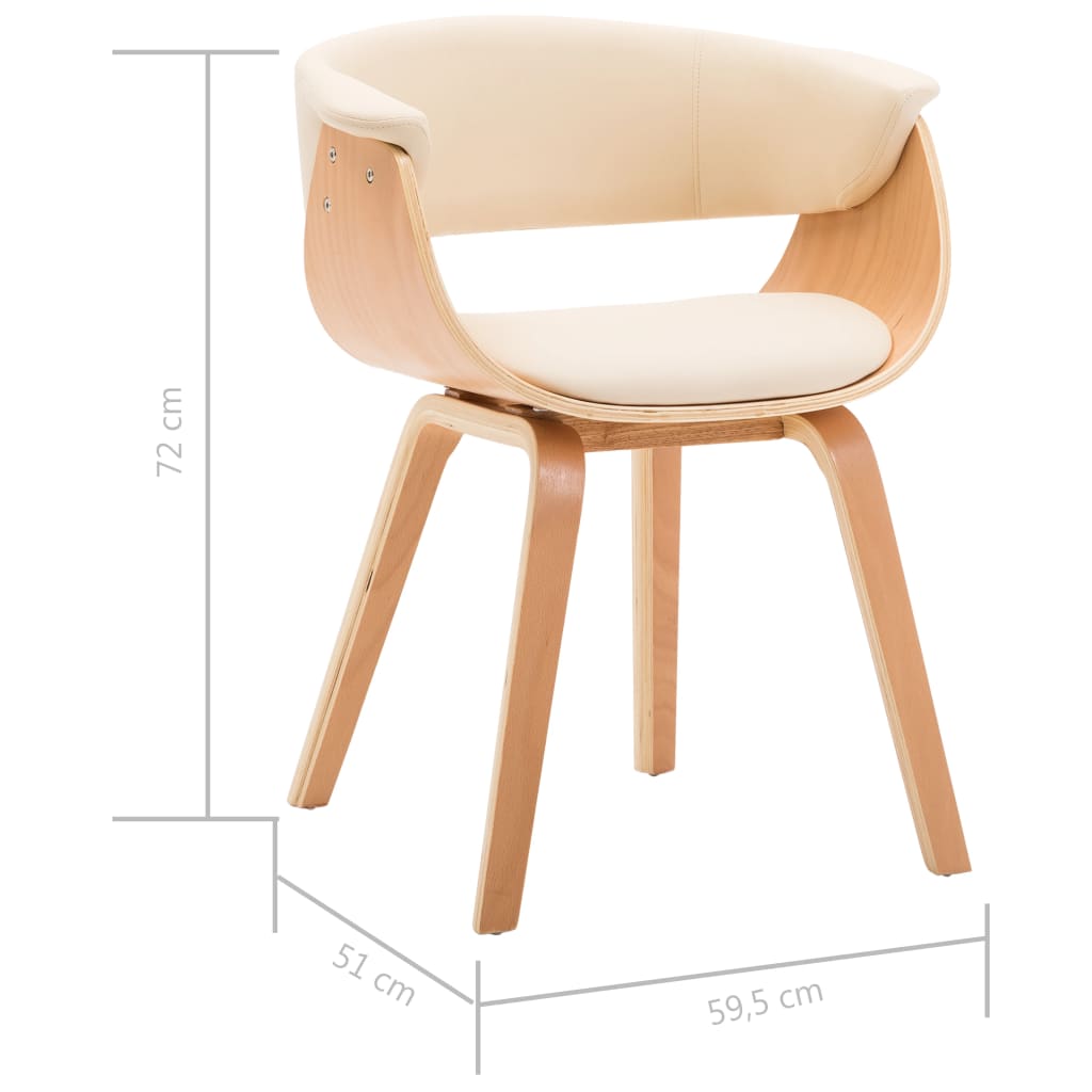 Dining chairs, 4 pcs., cream, bentwood and faux leather