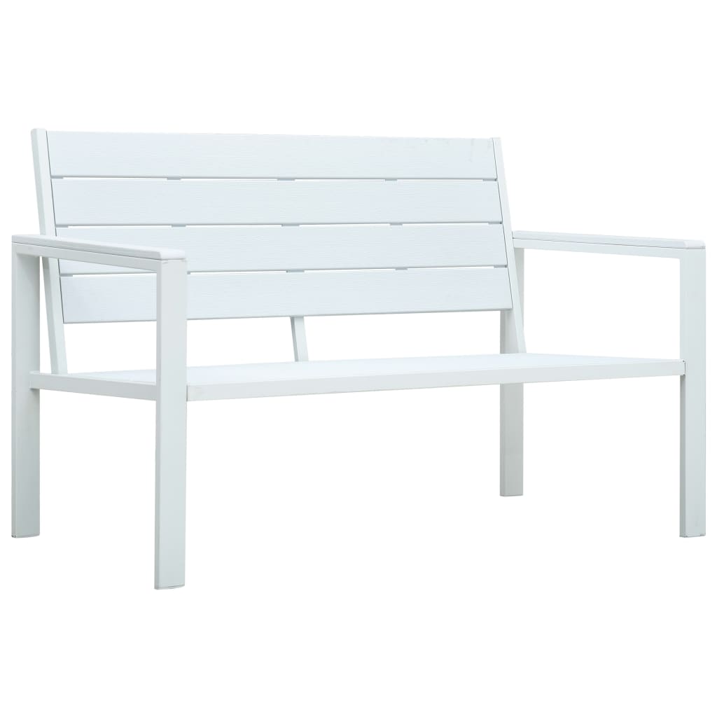Garden bench, white, 120cm, HDPE, wood imitation