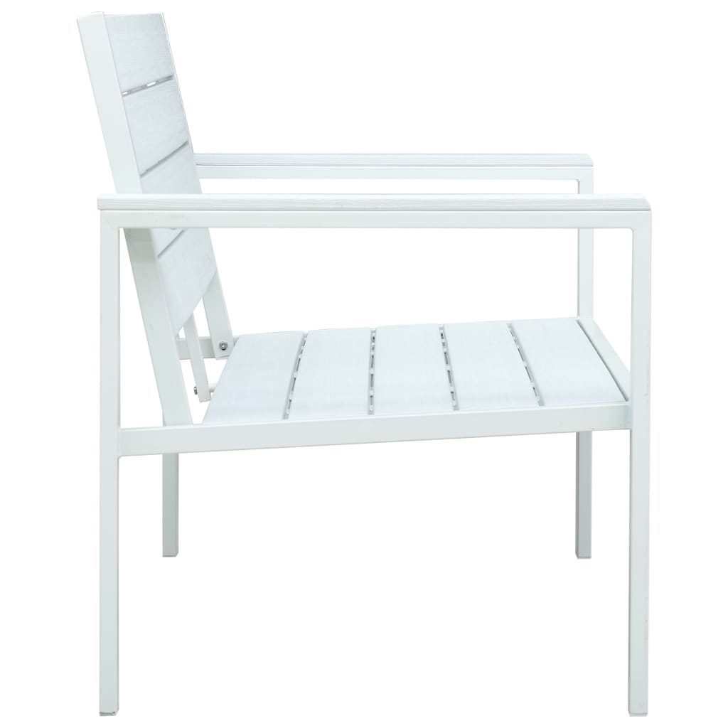 Garden bench, white, 120cm, HDPE, wood imitation