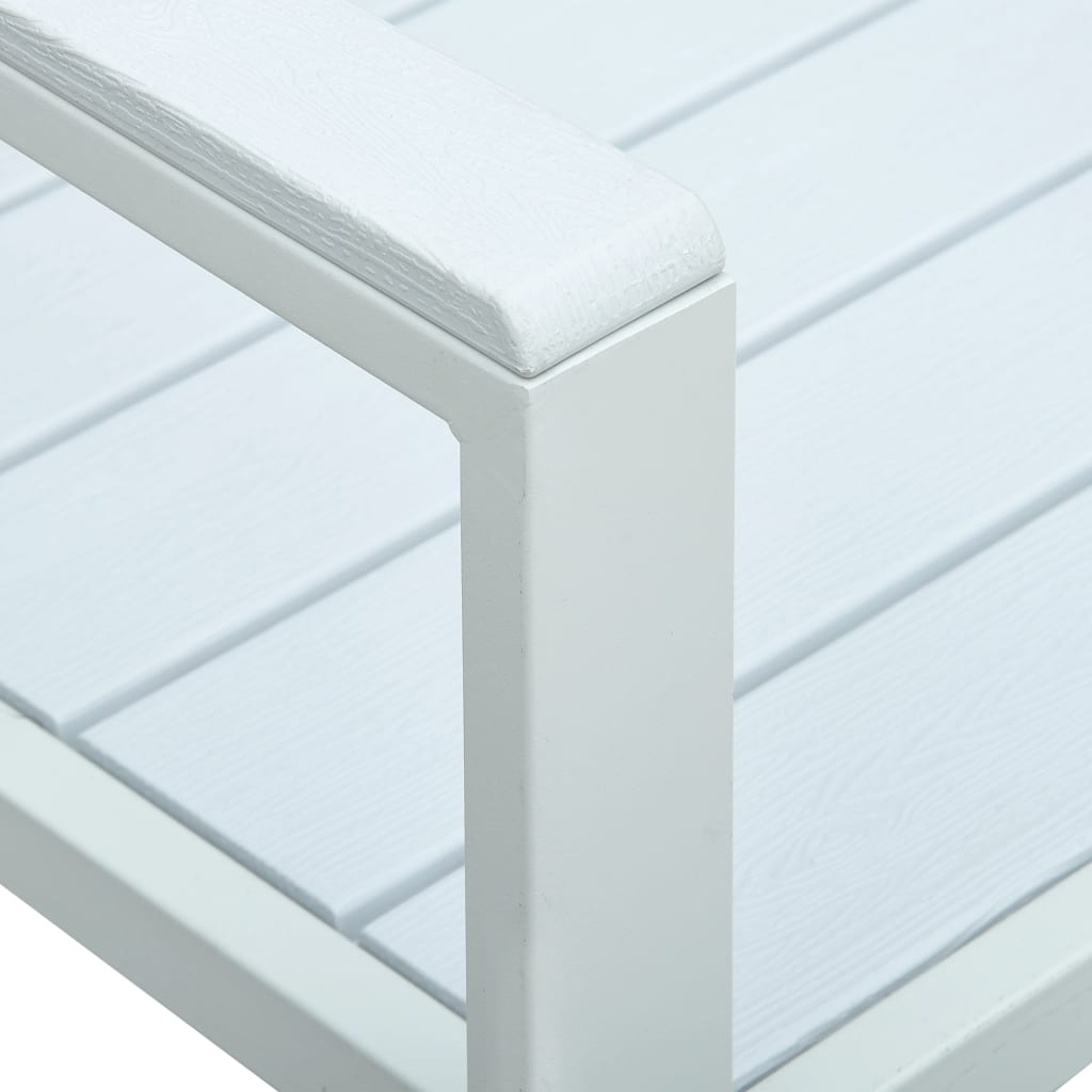 Garden bench, white, 120cm, HDPE, wood imitation