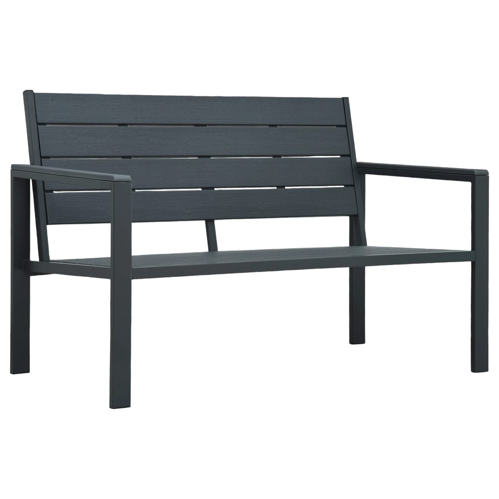 Garden bench, grey, 120cm, HDPE, wood imitation