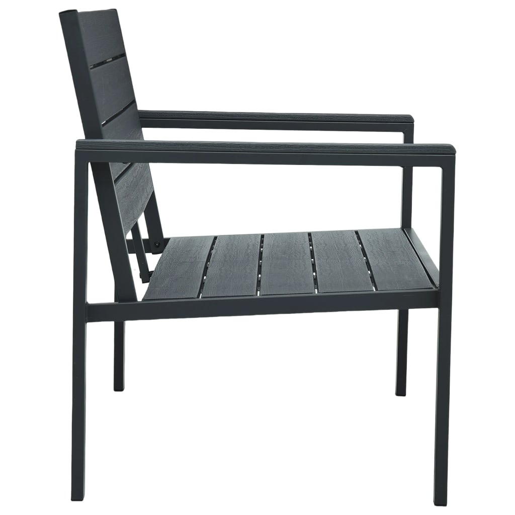 Garden bench, grey, 120cm, HDPE, wood imitation