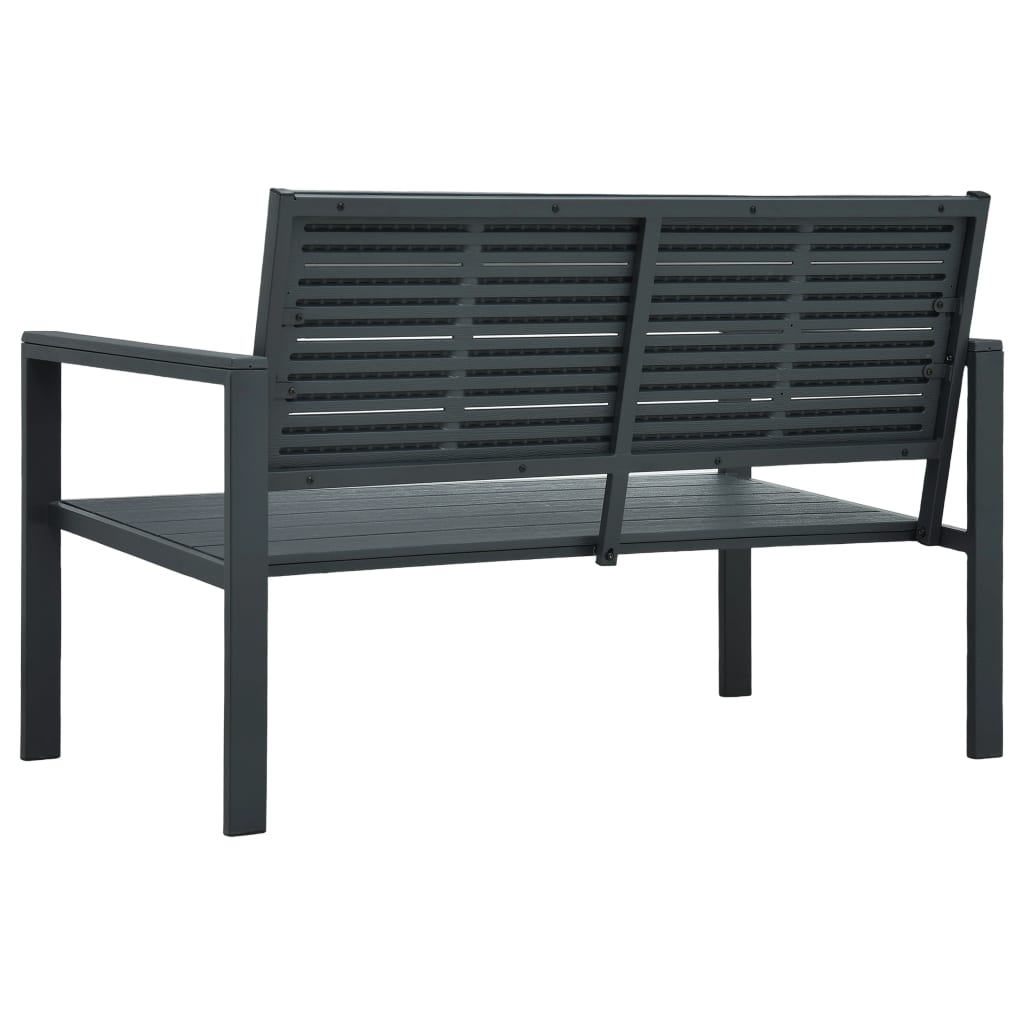 Garden bench, grey, 120cm, HDPE, wood imitation